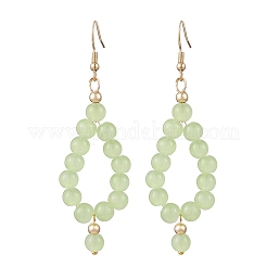 3 Paar 3 Farben Jade-Imitat Glasperlen Tropfen-Ohrhänger&nbsp;EJEW-JE06517