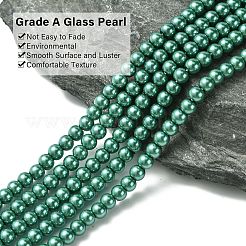 Fili di perle rotonde di perle di vetro tinto ecologico&nbsp;HY-A002-4mm-RB118