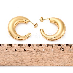 Orecchini a bottone in acciaio inossidabile 304 a forma di C per donna&nbsp;EJEW-A125-07G