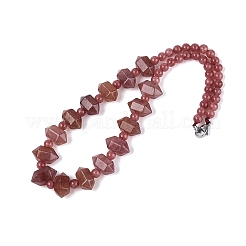 Colliers de perles rondes et coniques en quartz fraise naturel&nbsp;NJEW-N064-03K