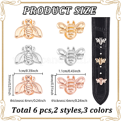 6 pièce de 6 styles de clous de bracelet de montre en alliage en forme d'abeille&nbsp;FIND-GO0003-57