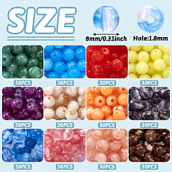360 Stück 12 Farben imitierte Jade-Acrylperlen&nbsp;MACR-TA0001-71