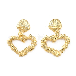 Boucles d'oreilles pendantes en forme de cœur en laiton&nbsp;EJEW-F400-21G