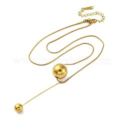 Collar con colgante de bola redonda de acero inoxidable 304 y cadena de serpiente.&nbsp;NJEW-U028-03G