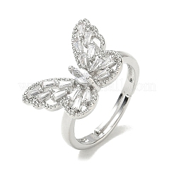 Anillos ajustables de latón con forma de mariposa y circonita cúbica transparente.&nbsp;CU-CBA7E55-18P-01