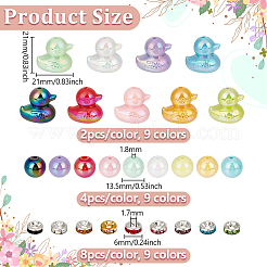 18 Stück 9 Farben UV-beschichtetes undurchsichtiges Acryl & 72 Stück 9 Farben Unterlegscheibe Messing Strass Spacer & 36 Stück 9 Farben UV-beschichtete undurchsichtige Acrylperlen-Zubehörungssets&nbsp;OACR-PH0004-76