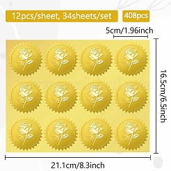 34 Blatt selbstklebende Aufkleber mit Goldfolienprägung&nbsp;DIY-WH0509-050