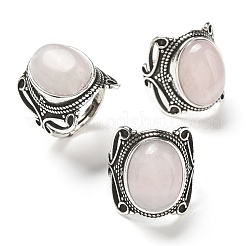 Anelli regolabili in quarzo rosa naturale&nbsp;RJEW-I108-02AS-03