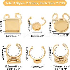 12 Stück 6 Stile 304 Edelstahl Manschettenpolster Ring Einstellungen&nbsp;STAS-UN0023-33