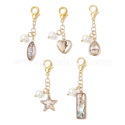 5 pz 5 stili ottone smalto imitazione conchiglia abalone decorazioni pendenti&nbsp;HJEW-JM03928