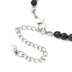 2 Stück natürliches Granat und synthetisches blaues Goldfluss-Armband mit runden Perlen für Männer und Frauen&nbsp;BJEW-JB12336