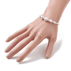 Bracelets ronds dégradés en perles de verre et perles de coquillage blanches pour femmes&nbsp;BJEW-JB12980