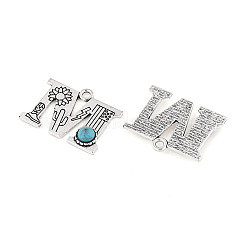 Pendentifs turquoise synthétique et alliage&nbsp;PALLOY-H146-01AS-M