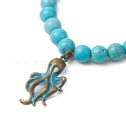 5 set di braccialetti elastici con perline sintetiche turchesi&nbsp;BJEW-JB10970