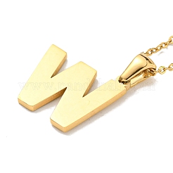 Colliers avec pendentifs en acier inoxydable 304 avec initiales plaquées ionique (IP)&nbsp;NJEW-M199-01G-W