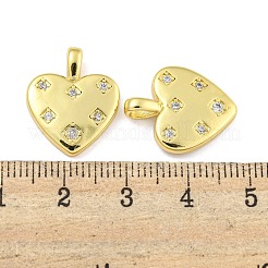 Pendenti con micro pavé di ottone placcato a cuore con zirconi trasparenti&nbsp;X-KK-Z053-02G