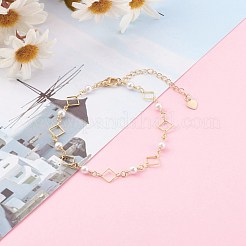 Bracciali a catena a maglia rombo in ottone&nbsp;BJEW-JB06165