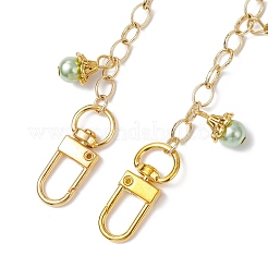 Lega smaltata babbo natale campanella di natale bastoncino di zucchero ciondolo in ottone catena portacavi catene decorative&nbsp;AJEW-BA00170