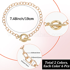 12 Stück 2 Farben Legierung Kabelkette Armbänder für Frauen Männer&nbsp;BJEW-SC0001-60