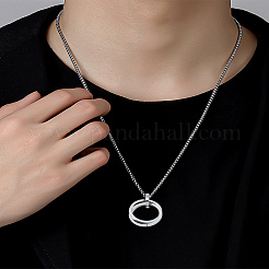 2 pendentif à anneaux entrelacés en acier inoxydable 304&nbsp;STAS-LP0002-84P