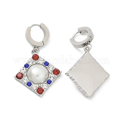 Pendientes de aro con rombos de acero inoxidable 304&nbsp;EJEW-A119-11P
