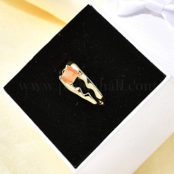 Quadratische Manschettenringe aus Messing mit Katzenauge&nbsp;RJEW-G344-01G-04