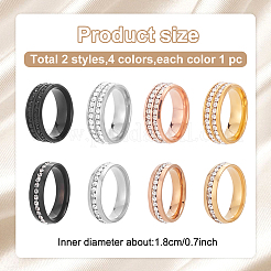 8 Stück 8 Stile Strass-Fingerringe-Set&nbsp;RJEW-AN0001-19
