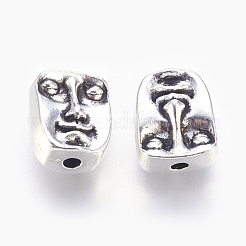 In lega di stile tibetano volto umano perline&nbsp;X-TIBEP-GC184-AS-RS