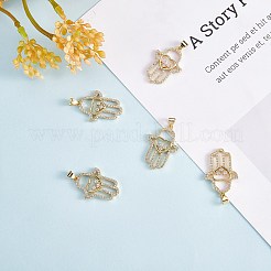 5pcs pendentifs en laiton micro pavé de zircone cubique placage en rack&nbsp;ZIRC-SZ0003-76