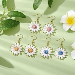 Orecchini pendenti con fiori di pietra lavica naturale&nbsp;EJEW-TA00568