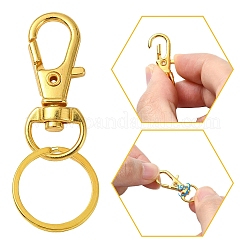 DIY-Verschlüsseanhänger mit drehbarem Karabinerverschluss aus Legierung und geteilten Verschlüsseringen aus Eisen&nbsp;DIY-YW0010-44AB