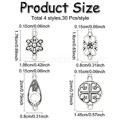 120 pièces 4 styles liens/connecteurs en alliage de style tibétain&nbsp;TIBE-YW0002-09