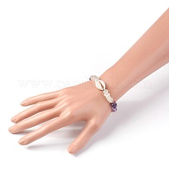 Bracciali di perline naturali intrecciate e pietre di luna bianca intrecciate&nbsp;BJEW-JB04080-02