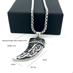 Punk-Halsketten aus Edelstahl 304 mit Tigerzahn-Anhänger für Damen und Herren&nbsp;DC8418