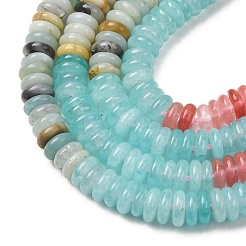 Fili di perle di vetro di quarzo ciliegia e amazzonite naturale a forma di fiore e giada bianca tinta&nbsp;G-H333-02E