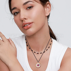 24 collar colgante de madera de 3 colores&nbsp;NJEW-DR00010
