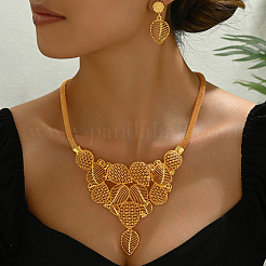 Ensembles de boucles d'oreilles et de colliers vintage en alliage à feuilles creuses pour femmes&nbsp;BM5299