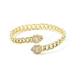 Bracciale rigido aperto a goccia con zirconi cubici trasparenti&nbsp;BJEW-J165-04G