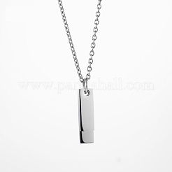 Colliers à pendentif double rectangle vierge en acier inoxydable 304 avec chaîne câble&nbsp;FS-WG7A741-01