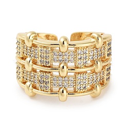 Anelli per polsini aperti con placcatura in ottone con pavé di zirconi trasparenti&nbsp;RJEW-M172-09G
