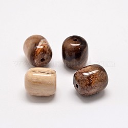 Cuentas de madera petrificada natural, barril, 16x14mm, agujero: 2 mm
