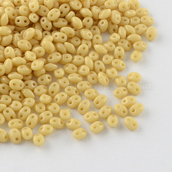 Perlas de semillas de 2-hoyo, Abalorios de cristal checas, burlywood, 5x3.5x3mm, agujero: 0.5 mm, aproximamente 650 unidades / bolsa