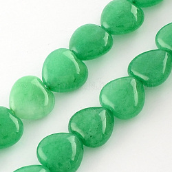 Fili di perle di giada naturale malese tinto, verde primavera medio, 10x10x5mm, Foro: 1 mm, circa 40pcs/filo, 15.3 pollice