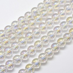 Hebras de perlas de cuarzo sintético galvanizado, redondo, color de ab chapado, claro ab, 4mm, agujero: 1 mm, aproximamente 100 pcs / cadena, 15.7 pulgada