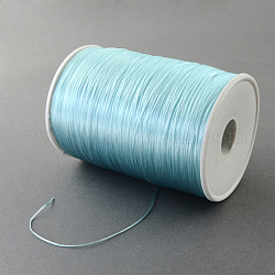 Cuerda de cristal elástica plana, Hilo de cuentas elástico, para hacer la pulsera elástica, azul claro, 1mm, alrededor de 765.52~874.89 yarda (700~800 m) / rollo