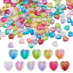 Perle acriliche trasparenti ecologiche, cuore, tinto, ab colore, colore misto, 8x8x3mm, Foro: 1.5 mm, 11 colori, 60 pz / colore, 660 pc / set