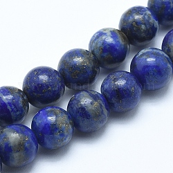 Abalorios de lapislázuli naturales hebras, redondo, 8mm, agujero: 1 mm, aproximamente 50 pcs / cadena, 15.7 pulgada (40 cm)
