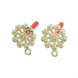 Rack Plating Golden Alloy Stud Earring Findings, with Loops and 304 Stainless Steel Pins, Cadmium Free & Nickel Free & Lead Free, Flower, 17.5x13.5mm, Hole: 1.6mm, Pin: 0.7x10mm