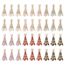 Nbeads 36 Stück 6 Farben Eiffelturm-Emaille-Anhänger, Legierungs-Email-Anhänger, Eiffelturm-Hängechrams, Schlüsselanhänger-Anhänger für Armbänder, Halsketten, DIY-Schmuckherstellung