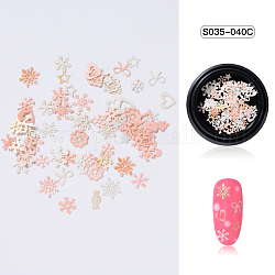 Christmas Theme Paper Nail Decals Art Patch, Nail Art Sequins Decals Decoration Supplies, Snowflake, Mixed Color, 3~8x2~6x0.1mm, about 50pcs/box